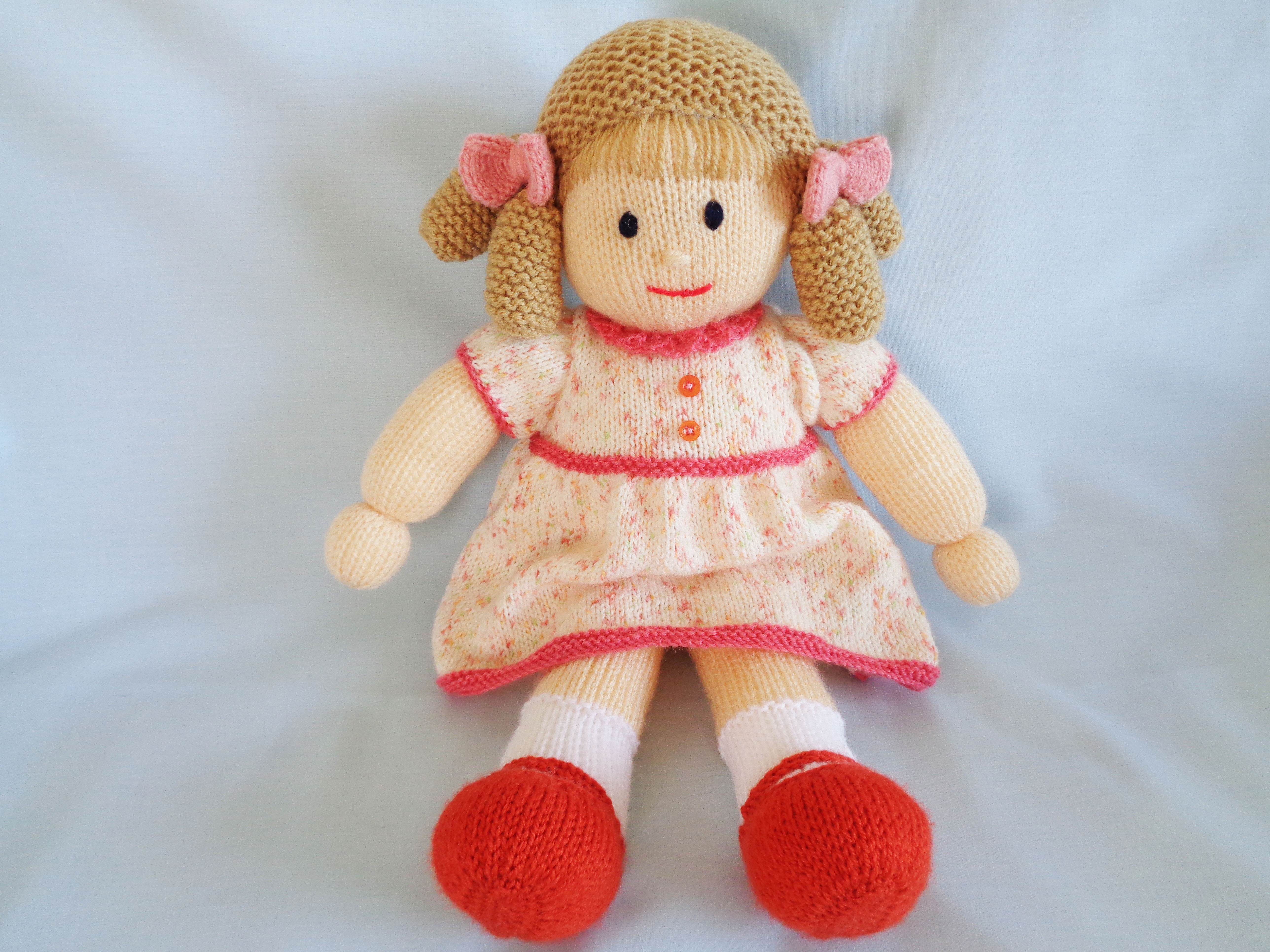  Hand Knitted Doll soft toy 14 inch in 4 great colours by Knitted Creations £9.+ 